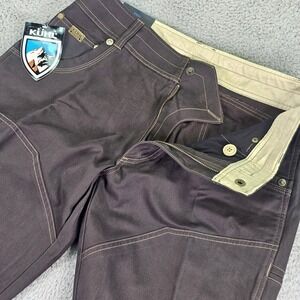 Kuhl The Law Pants Mens 33x32 Brown Canvas Stretch Cargo Workwear Espresso